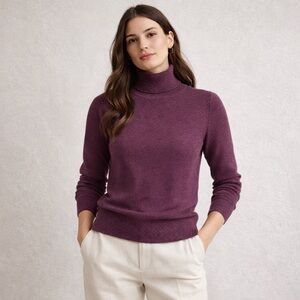 Kersh Burgundy Turtleneck Sweater Small | Quiet Luxury Fine Knit